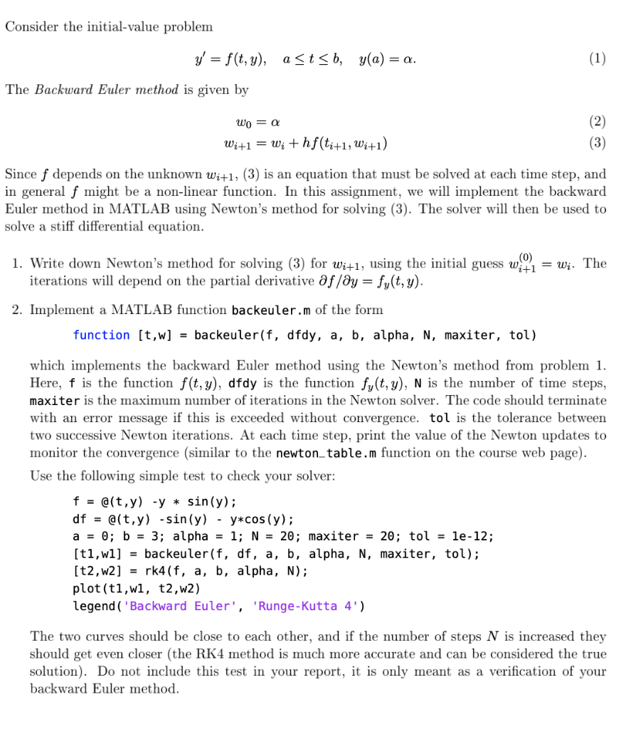Solved Consider the initial-value problem y' = f(t,y), a | Chegg.com