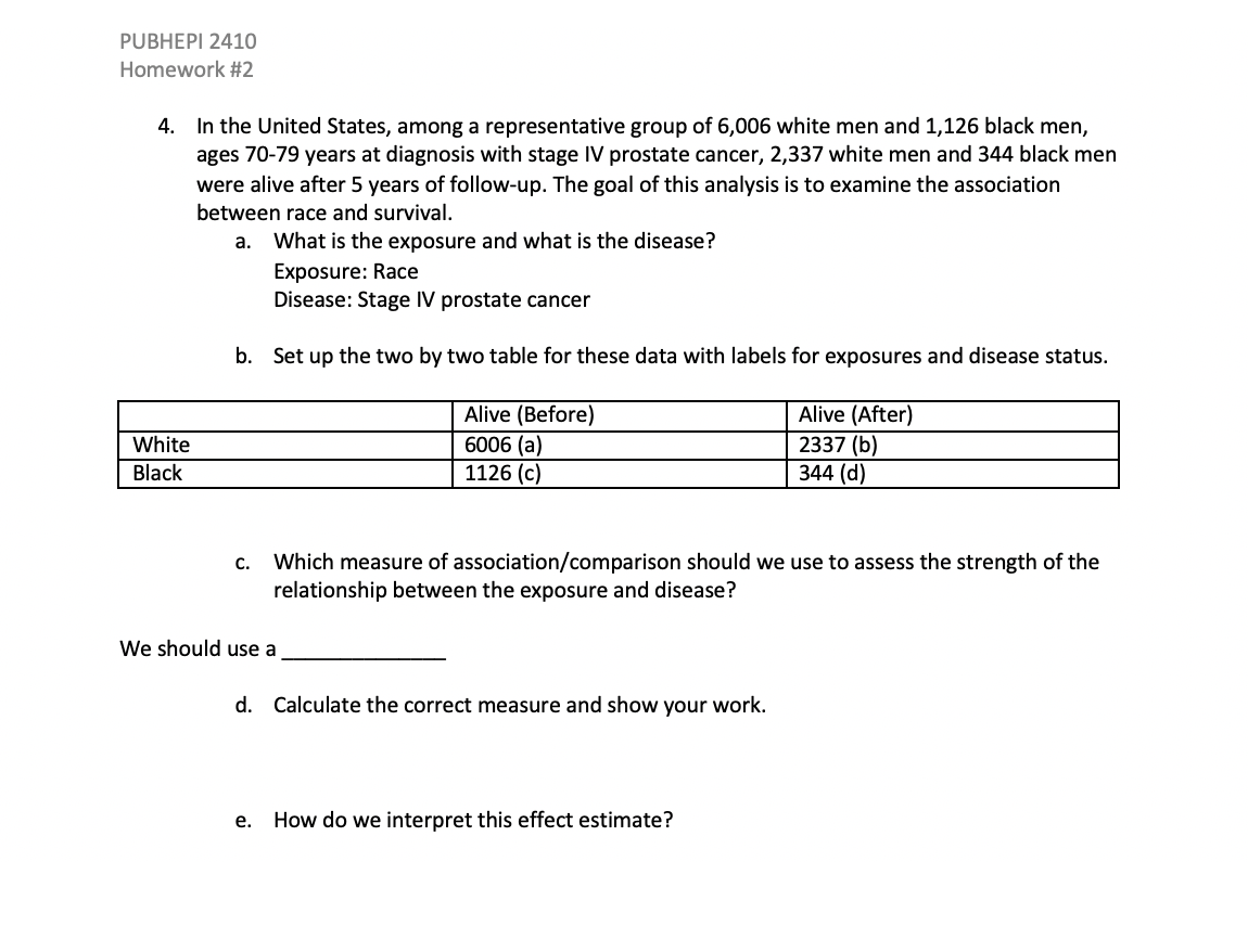 Solved Pubhepi 2410 Homework 2 4 In The United States Chegg Com