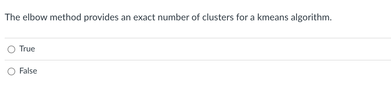 Solved The elbow method provides an exact number of clusters | Chegg.com