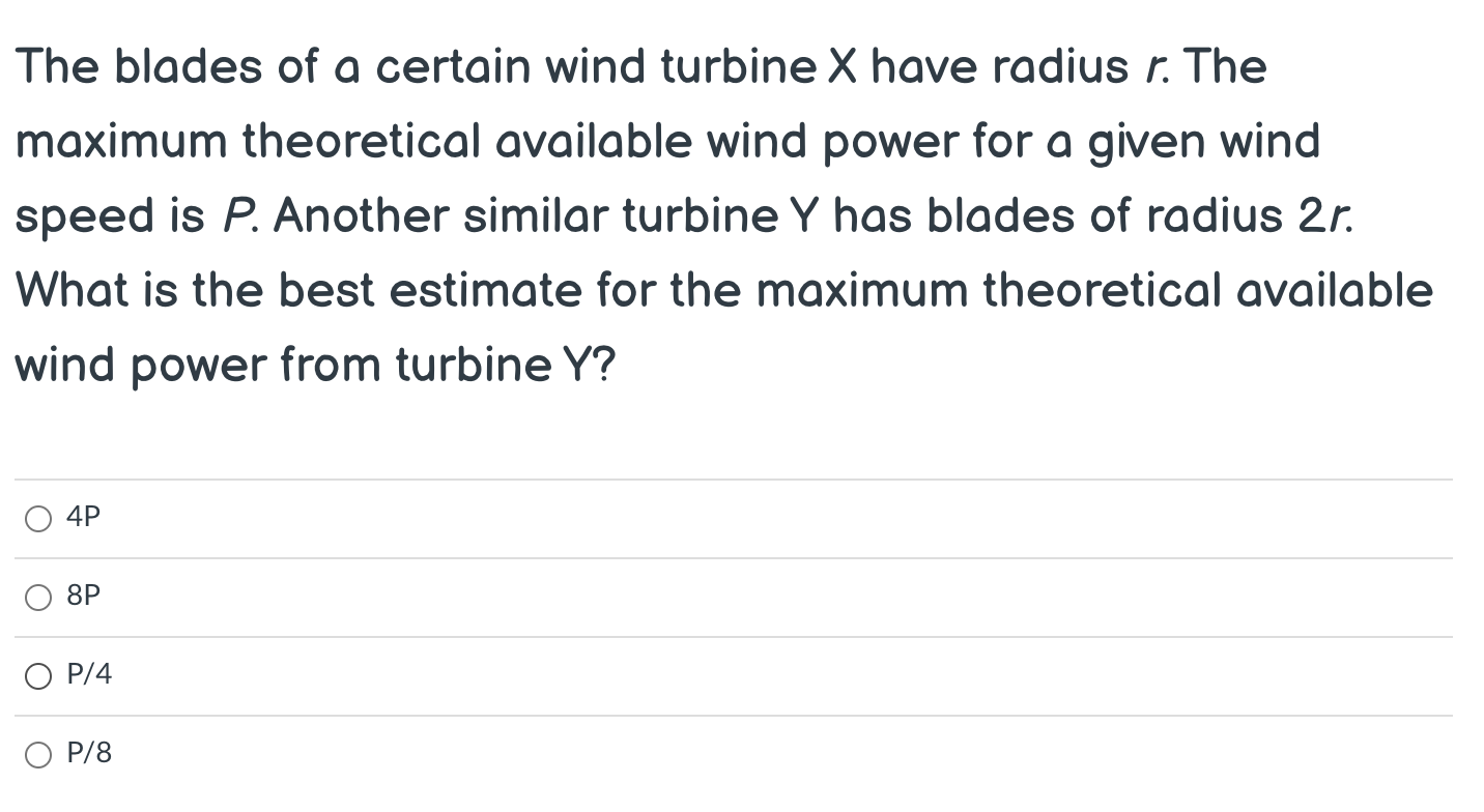 Solved The blades of a certain wind turbine X have radius r. | Chegg.com