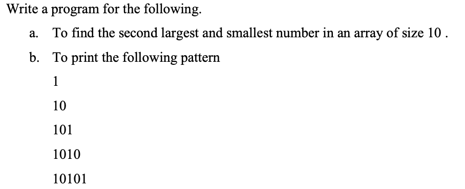Solved Write a program for the following. a. To find the | Chegg.com