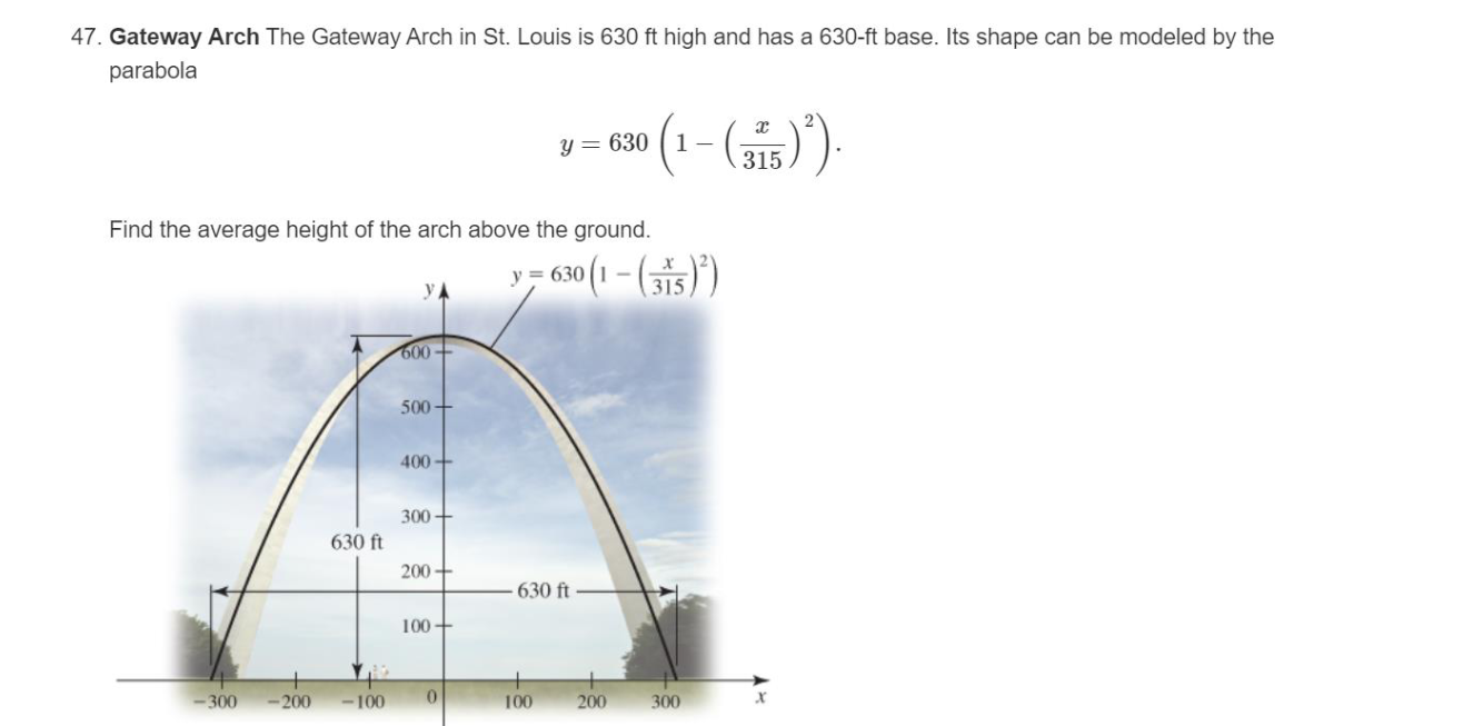 Solved 7. Gateway Arch The Gateway Arch in St. Louis is