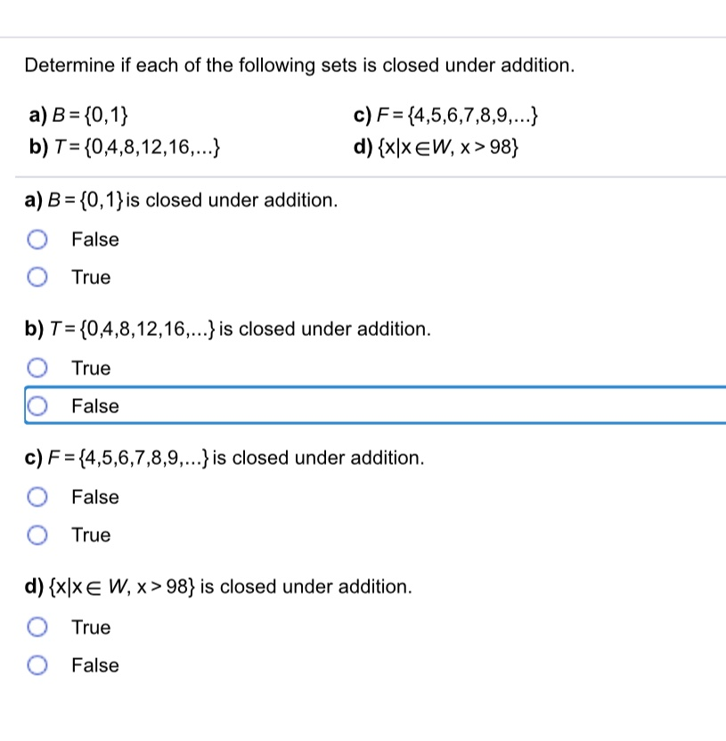 Solved Determine if each of the following sets is closed Chegg