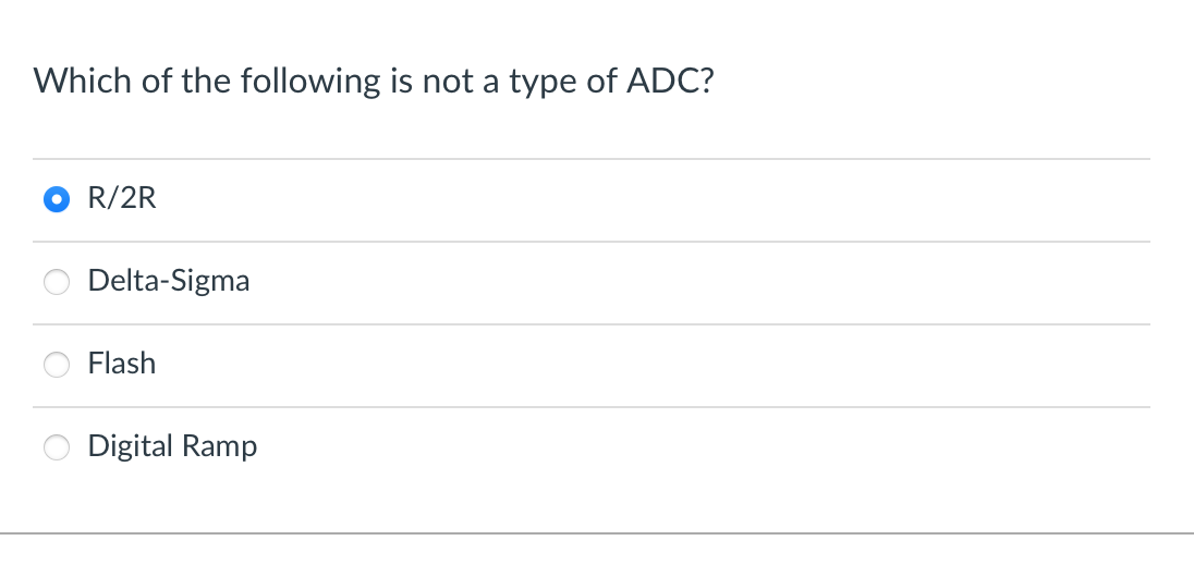 Solved Which Of The Following Is Not A Type Of Adc R 2r Chegg Com
