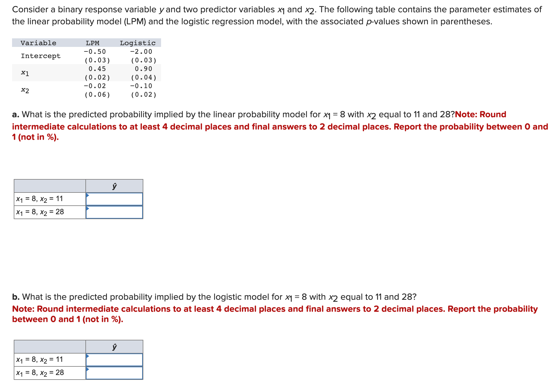 Solved Consider a binary response variable y and two | Chegg.com
