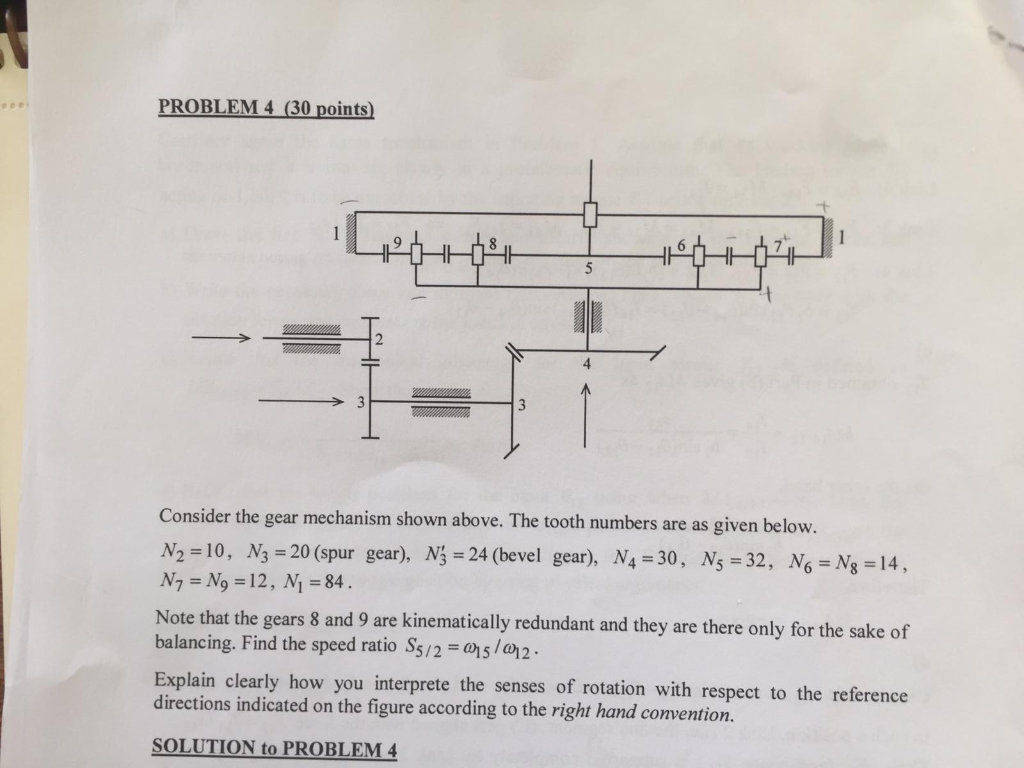 Solved PROBLEM 4 (30 Points) 3 Consider The Gear Mechanism | Chegg.com