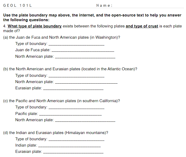 Solved Use the plate boundary map above, the internet, and | Chegg.com