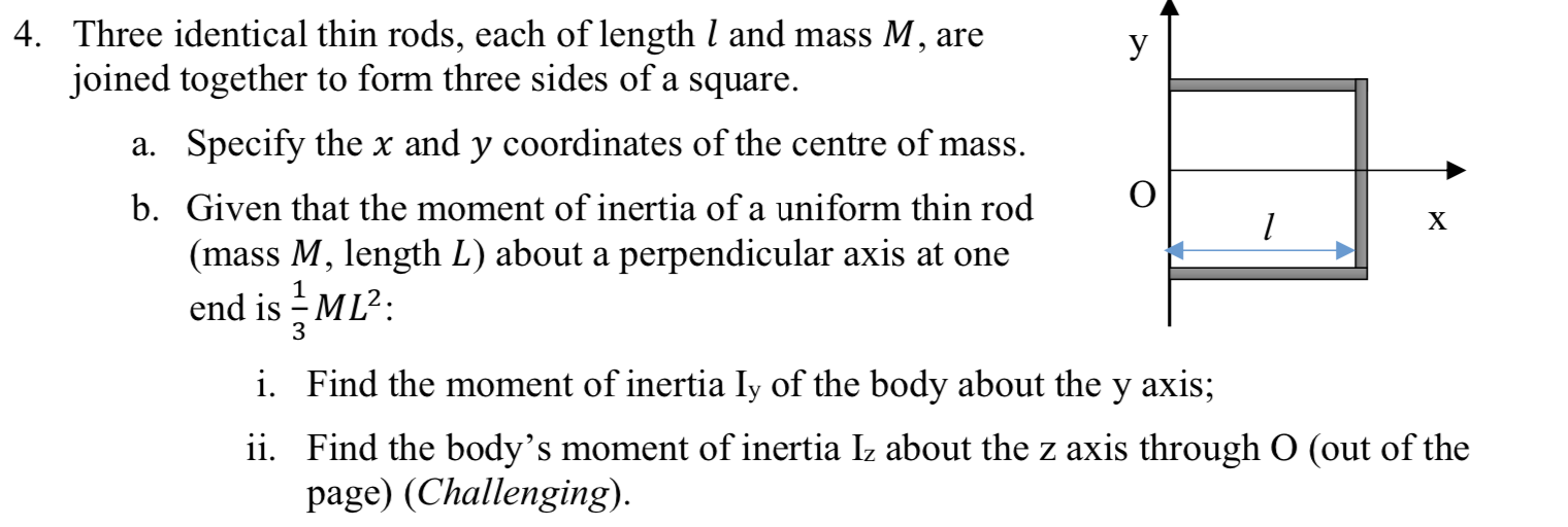 Solved 4. Three identical thin rods, each of length I and | Chegg.com