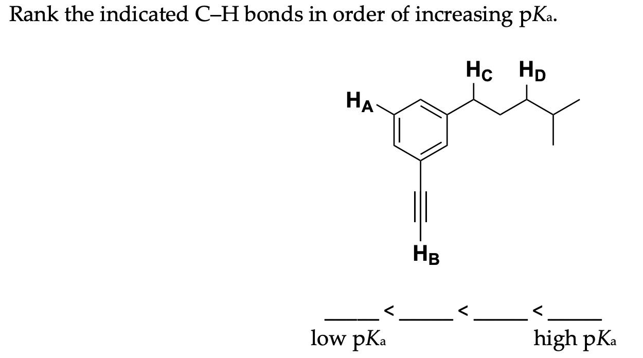 Solved Rank the indicated C-H bonds in order of increasing | Chegg.com