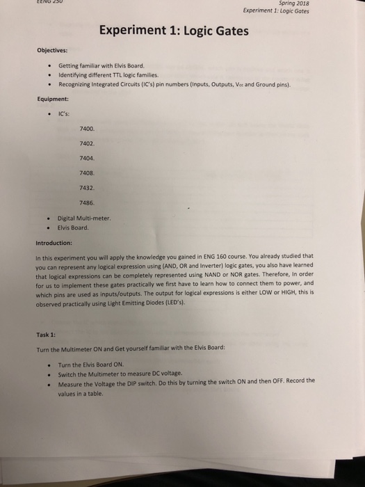 procedure for logic gates experiment