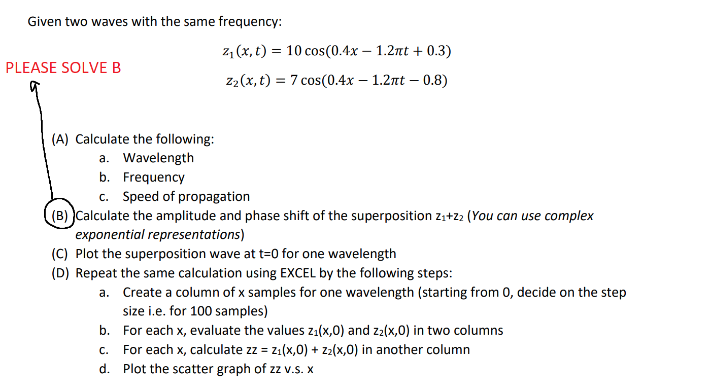 Solved Given two waves with the same frequency: 21(x, t) = | Chegg.com