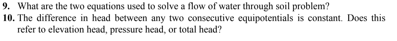 Solved 9. What are the two equations used to solve a flow of | Chegg.com