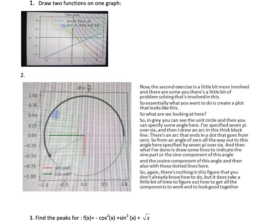 Solved 1. Draw two functions on one graph Now, the second