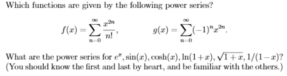 Solved Which functions are given by the following power | Chegg.com