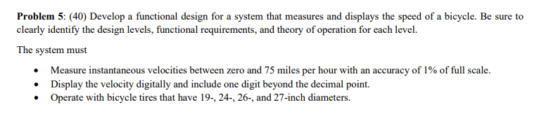 Solved Problem 5: (40) Develop a functional design for a | Chegg.com