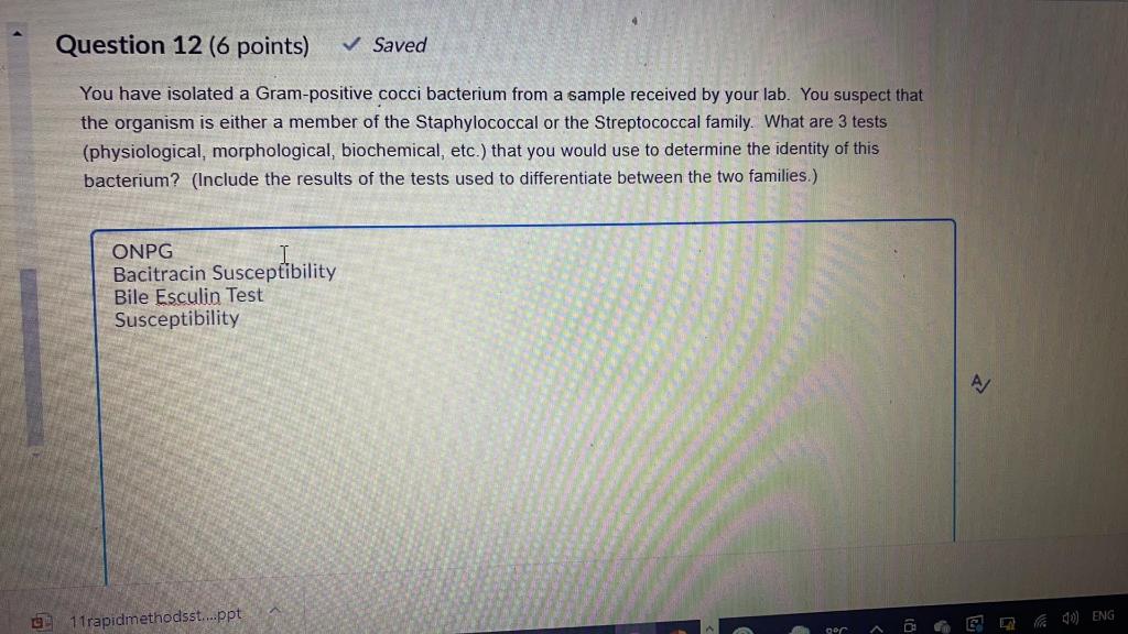Solved Question 12 (6 points) Saved You have isolated a | Chegg.com
