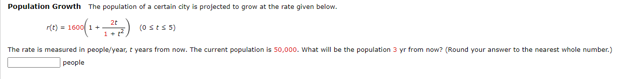 Solved Population Growth The population of a certain city is | Chegg.com