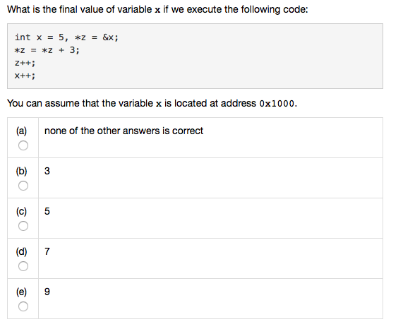 Solved What is the final value of variable x if we execute | Chegg.com