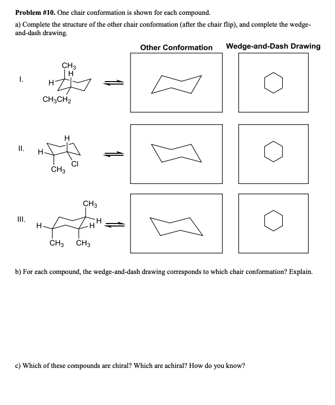 Solved Problem #10. One chair conformation is shown for each | Chegg.com
