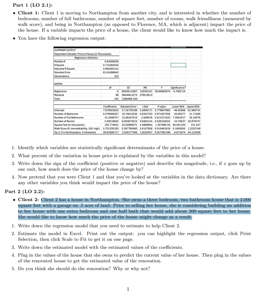 Solved Part 1 (LO 2.1):- ﻿Client 1: Client 1 ﻿is moving to | Chegg.com