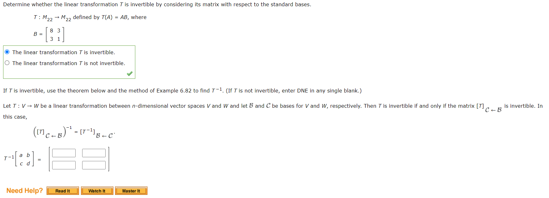 Solved Determine whether the linear transformation T is | Chegg.com