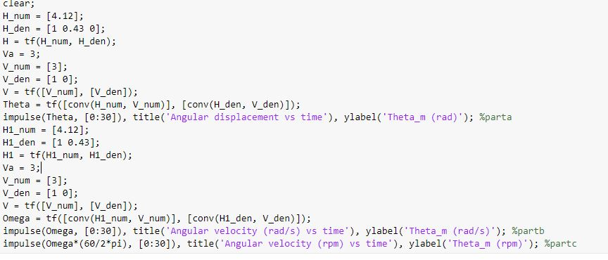 = clear; H_num [4.12]; H_den = [1 0.43 @]; H = | Chegg.com