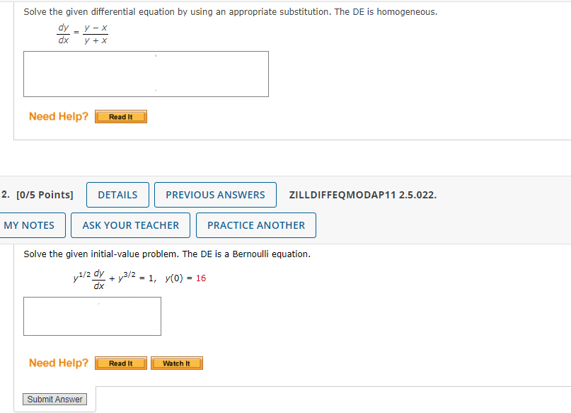 Solved dxdy=y+xy−x 0/5 Points] ZILLD Solve the given | Chegg.com