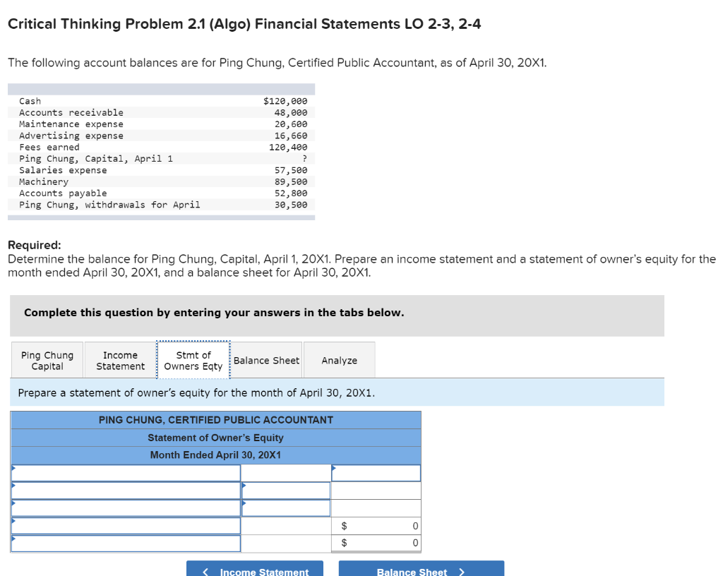 Solved Critical Thinking Problem 2.1 (Algo) Financial | Chegg.com