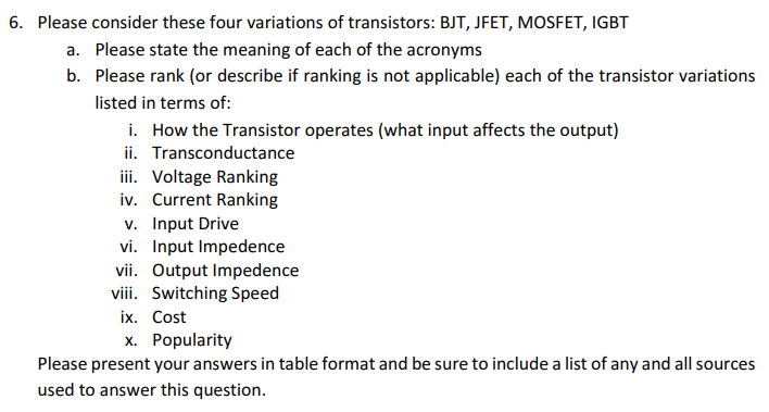 Solved Please consider these four variations of transistors: | Chegg.com