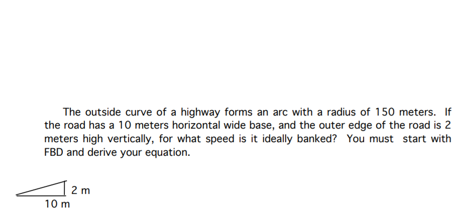 Solved The outside curve of a highway forms an arc with a | Chegg.com