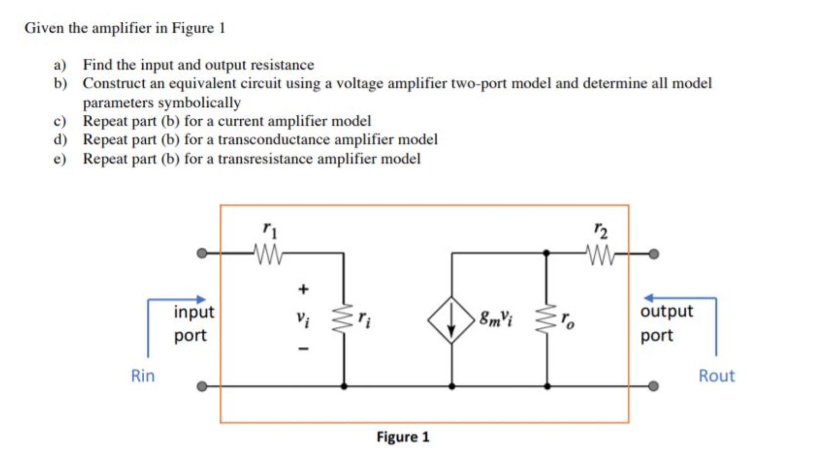 Solved Given the amplifier in Figure 1 a) Find the input and | Chegg.com