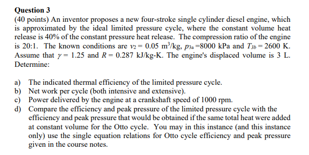 Solved Question 3 (40 points) An inventor proposes a new | Chegg.com