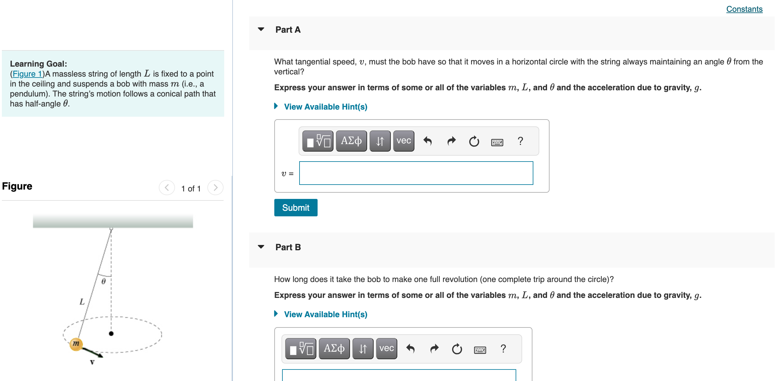 Solved Learning Goal: (Figure 1)A massless string of length | Chegg.com