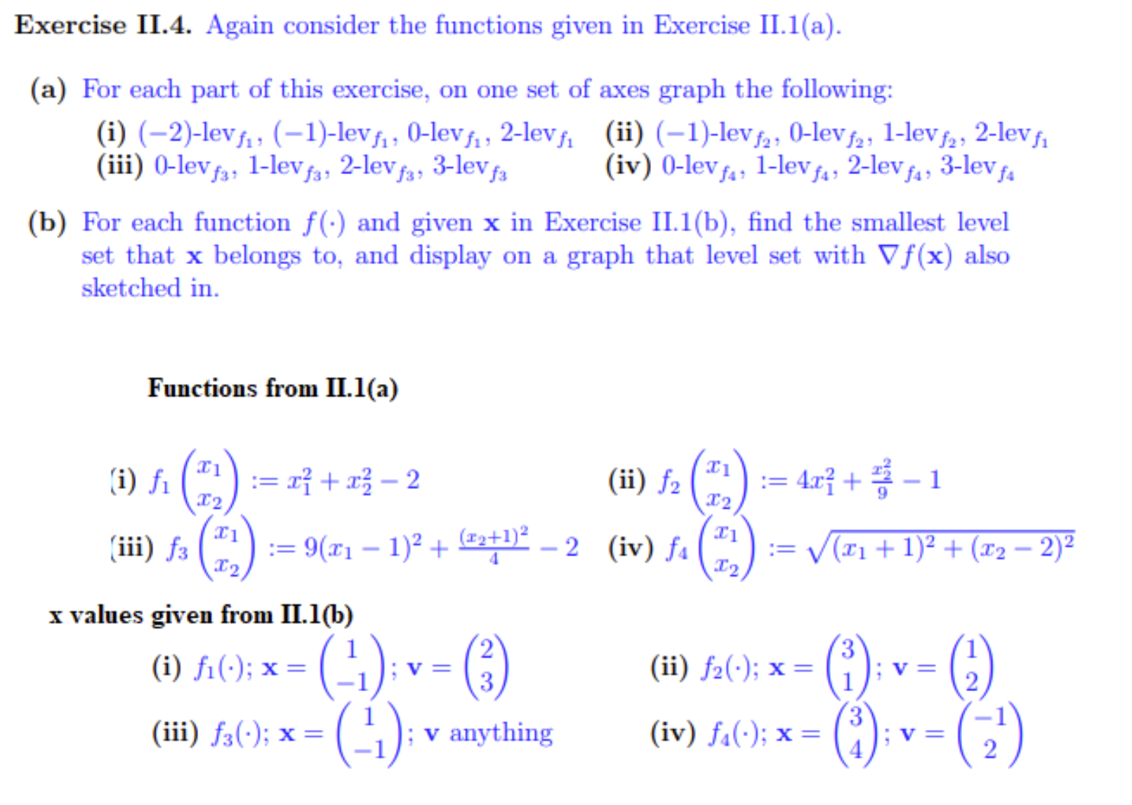 Solved Exercise II.4. Again consider the functions given in | Chegg.com