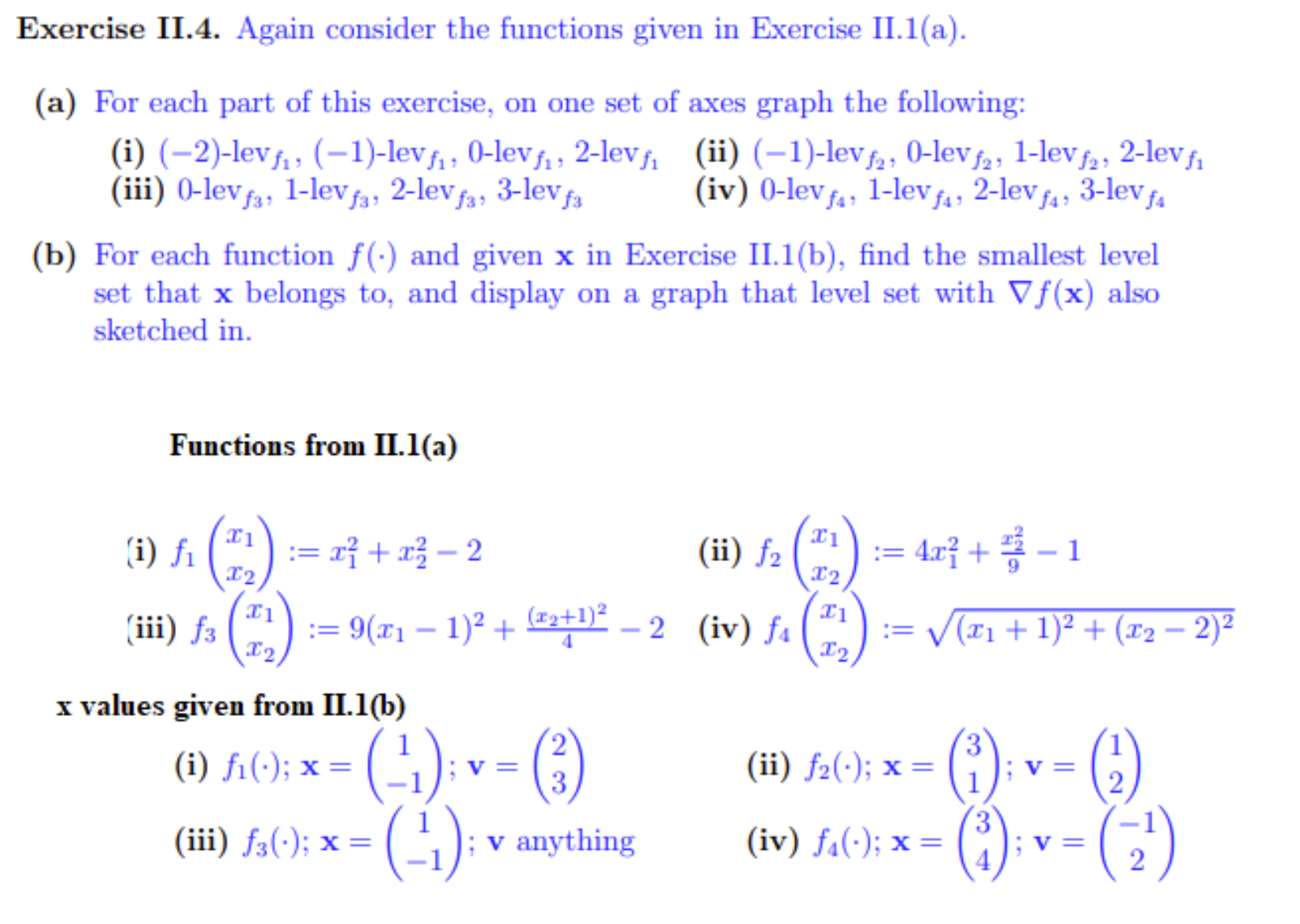 Solved Exercise II.4. Again Consider The Functions Given In | Chegg.com