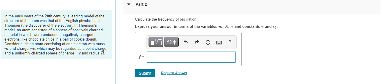 Solved Part D Calculate the frequency of oscillation. | Chegg.com