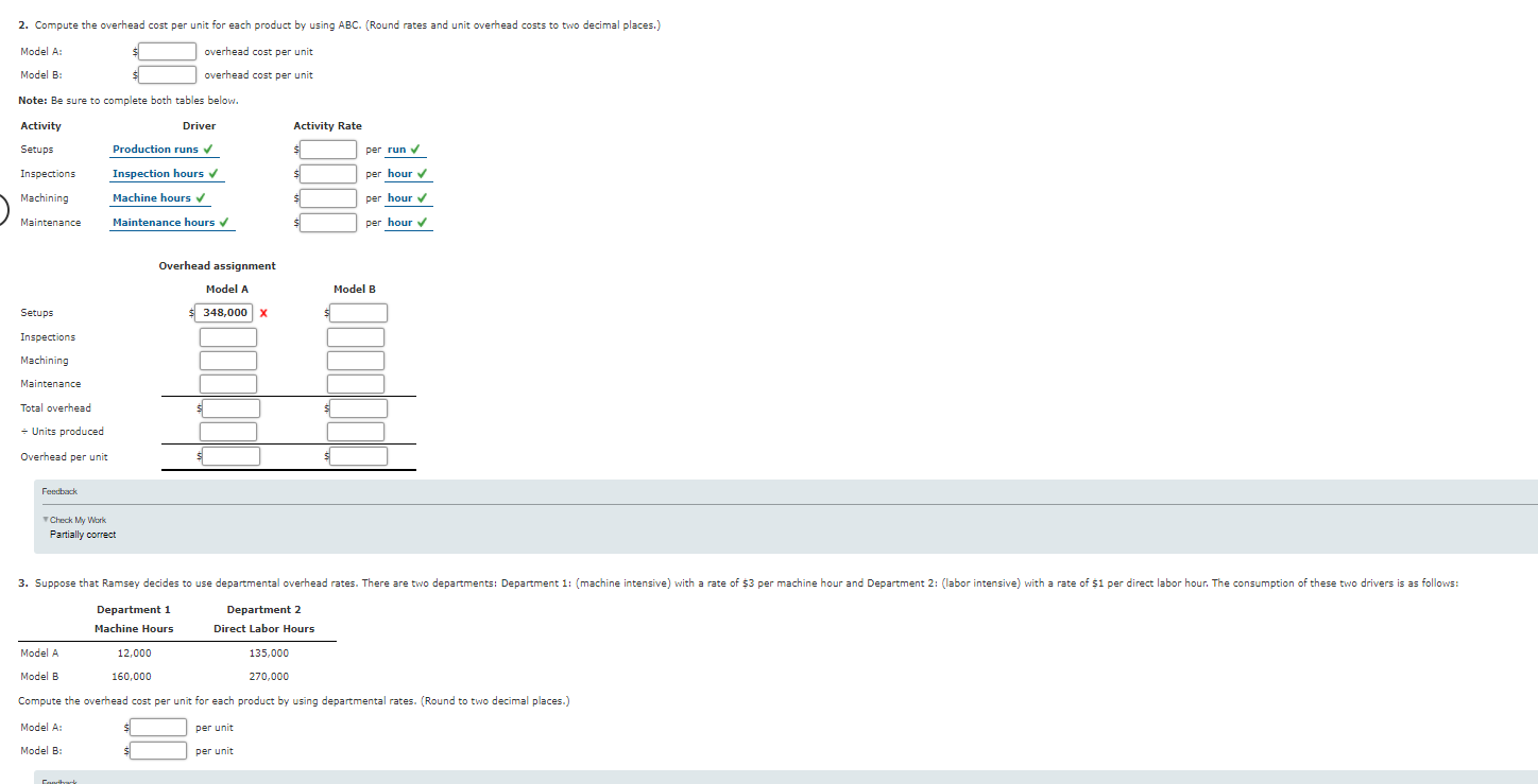 Solved 2. Compute the overhead cost per unit for each