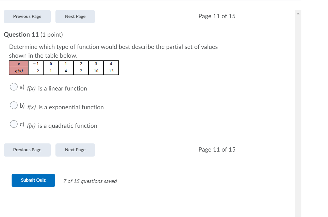 Solved Previous Page Next Page Page 11 of 15 Question 11 (1 | Chegg.com