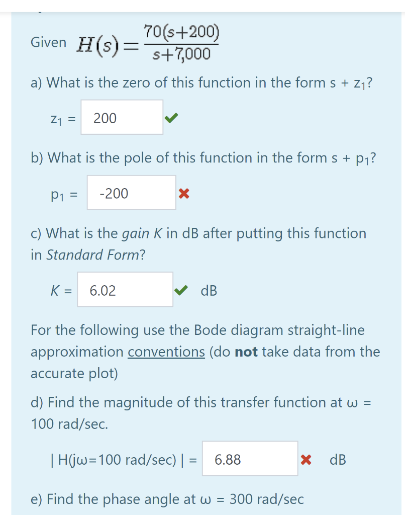 Solved c) What is the gain K in dB after putting this