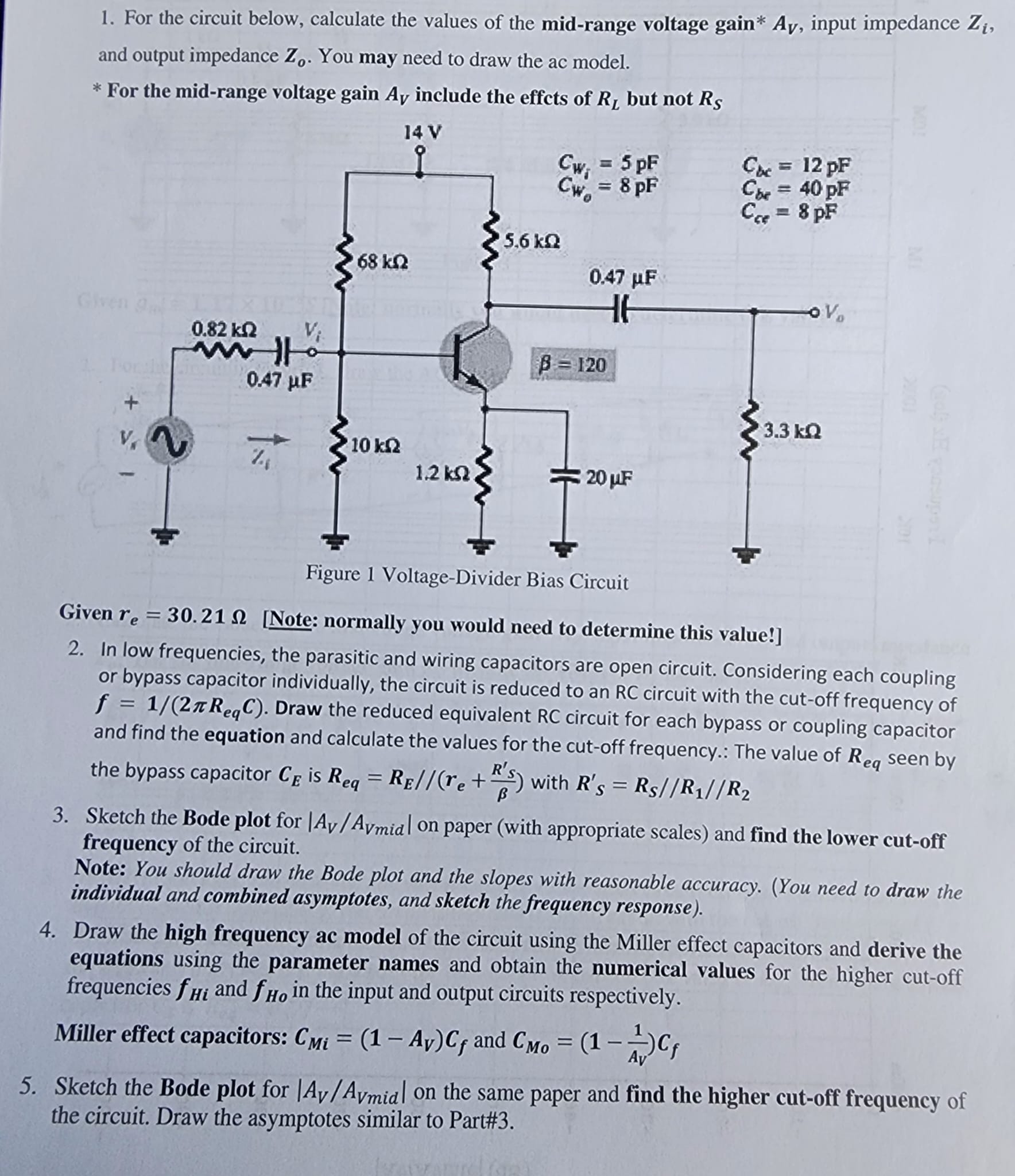 1. For the circuit below, calculate the values of the | Chegg.com