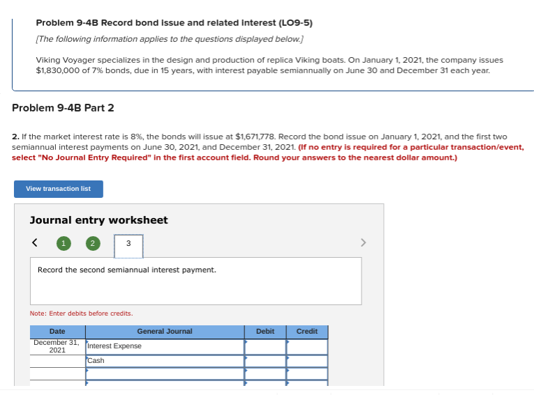 Solved Problem 94B Record bond issue and related interest