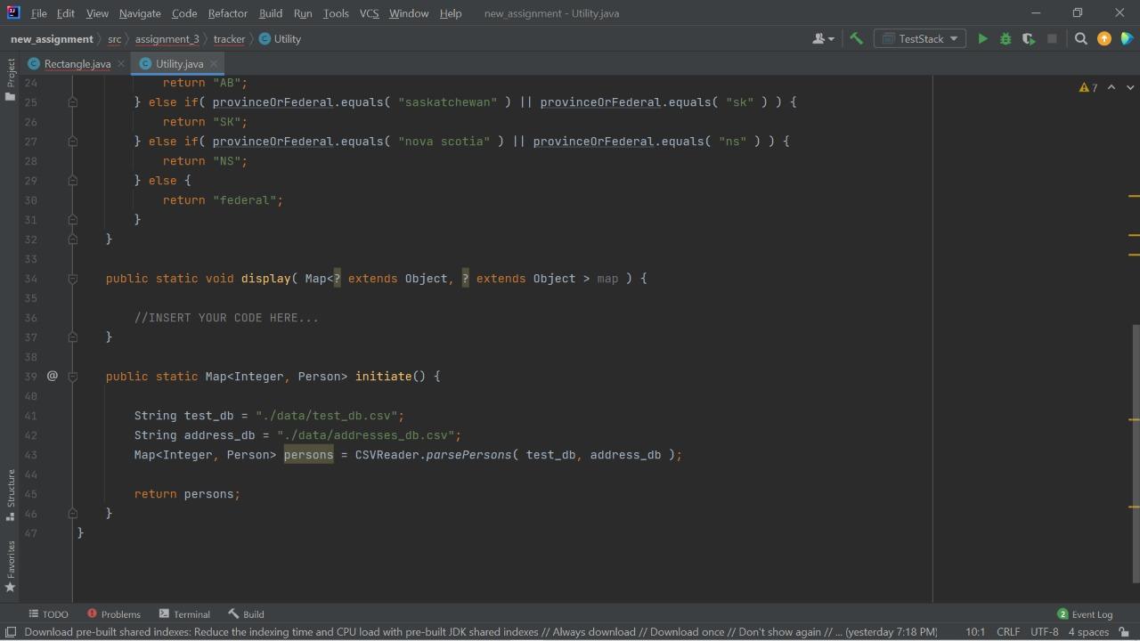 Solved new assignment - Rectangle.java File Edit View | Chegg.com