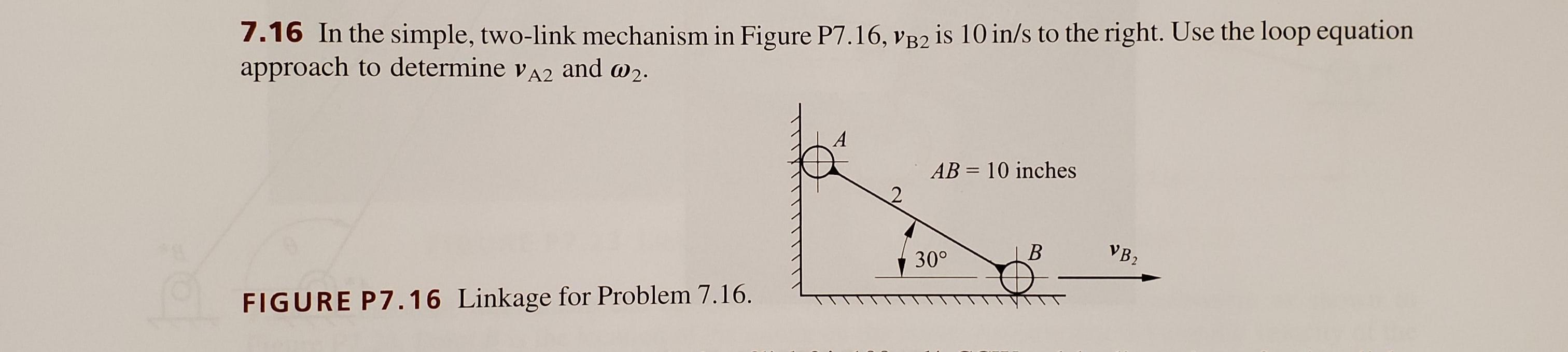 Solved 7.16 In the simple, two-link mechanism in Figure | Chegg.com