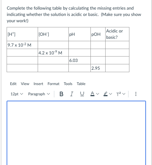 Solved Complete the following table by calculating the | Chegg.com