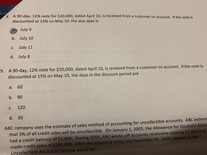 Solved A 90-day, 12% note for $20,000, dated April 10, is | Chegg.com