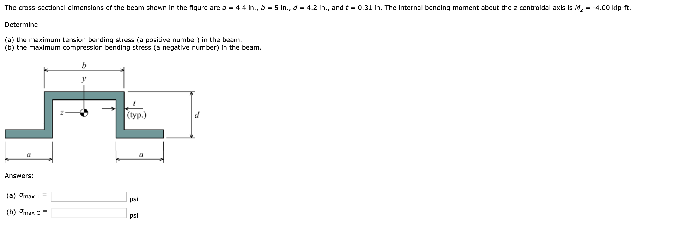Solved The crosssectional dimensions of the beam shown in