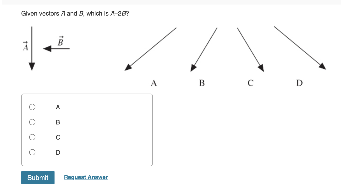 Solved Given vectors A and B, which is A−2B ? | Chegg.com