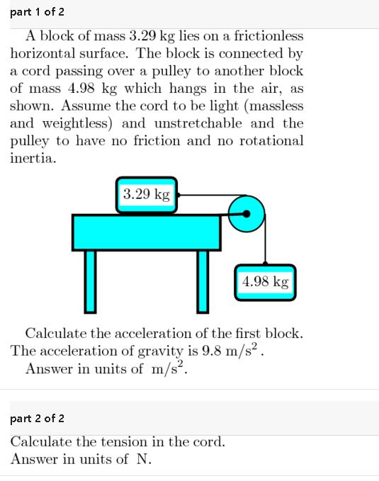 Solved Part 1 Of 2 A Block Of Mass 3 29 Kg Lies On A Chegg