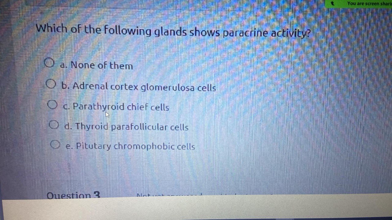 Solved Which of the following glands shows paracrine | Chegg.com