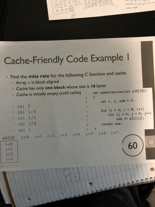 Solved Cache-Friendly Code Example l Find the miss rate for | Chegg.com image.